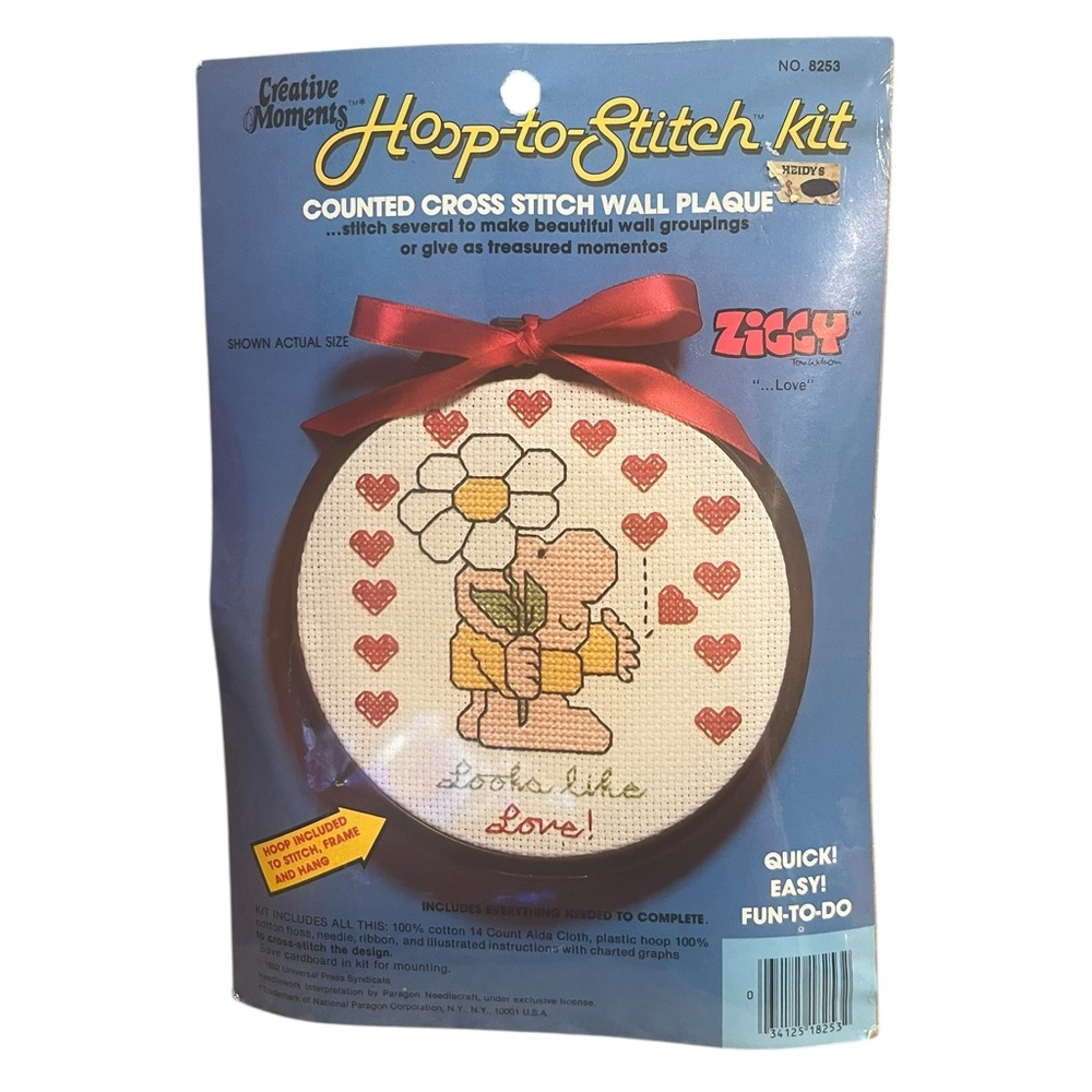 Creative Moments Hoop to Stitch Kit Counted Cross Stitch Ziggy “Looks Like Love”